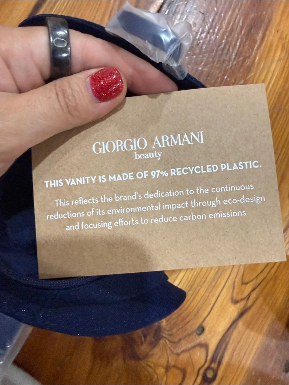 Giorgio Armani Dark Navy beauty cosmetic Case with Embossed Logo